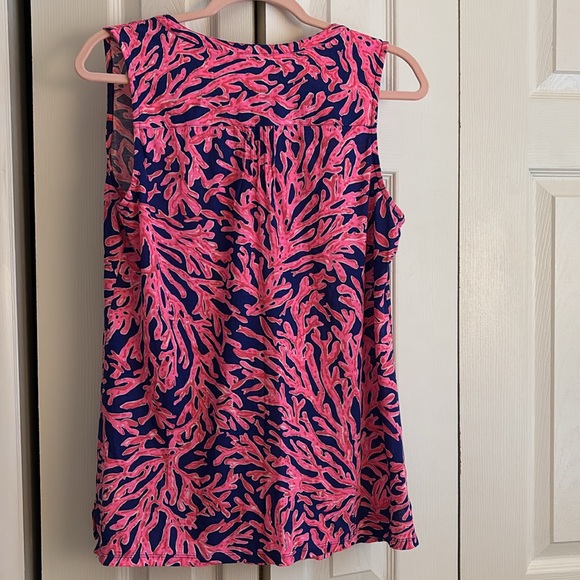 Lilly Pulitzer Pink Coral Reef Print Sleeveless Blouse Size Large - Picture 5 of 5